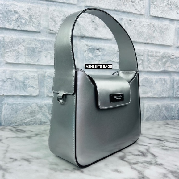 Kate Spade Sam Icon Metallic Patent Leather Mini Hobo Bag In Starlight Spazzola - Picture 2 of 15